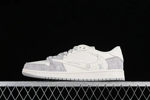 All categories Air Jordan Jordan series basketball shoes Air Jordan 1 Low High-end customized low-top sneakers Travis Scott x Fragment Design x Jordan Air Jordan 1 Low OG SP AJ1 Joe 1 LV fog gray denim low-top cultural casual sneakers LJ5188-004